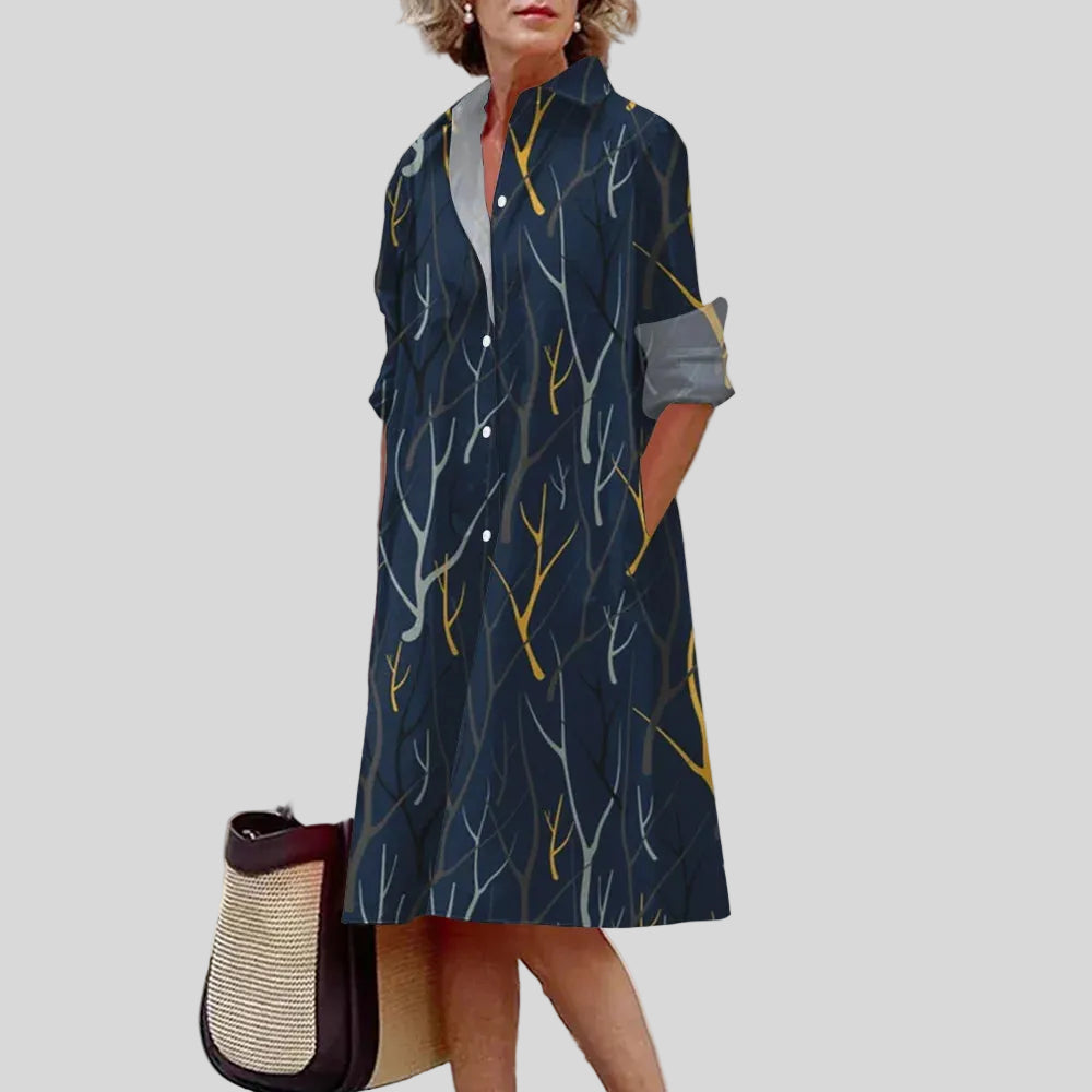 Solène - Robe Chemise Motif Artistique Élégant