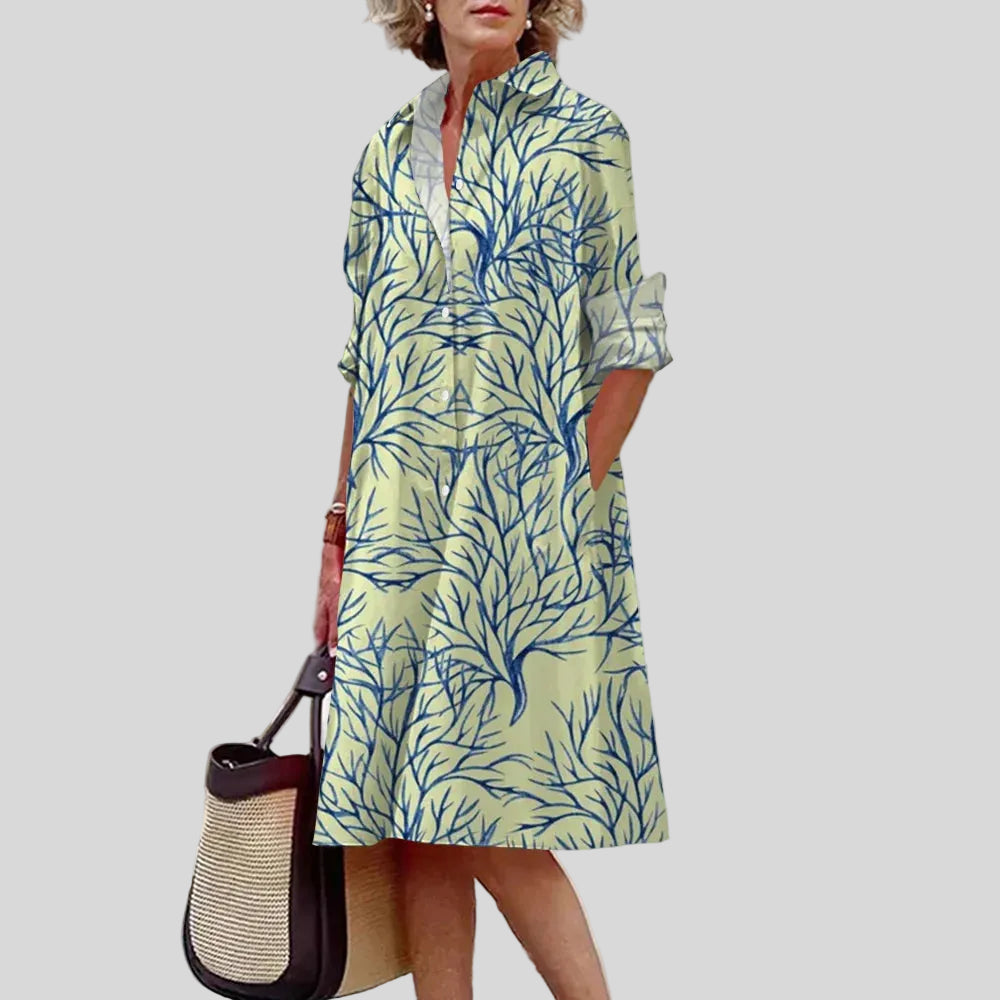Solène - Robe Chemise Motif Artistique Élégant