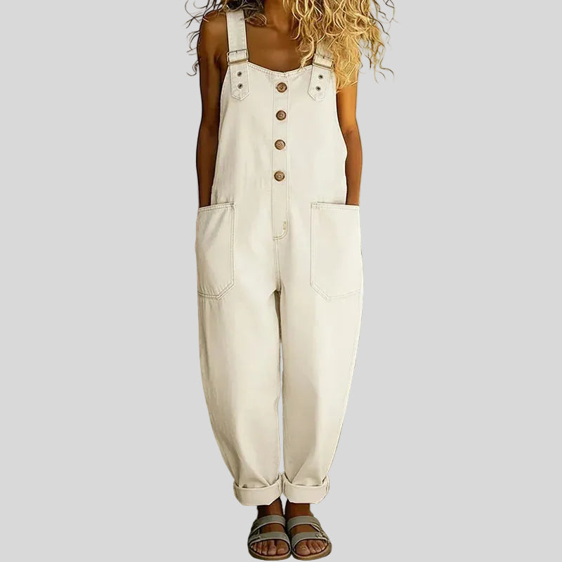 Mae - Salopette vintage en coton doux effet denim