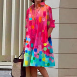 Vestido de manga comprida com estampa abstrata feminino, vestidos Midi para mulheres, festa elgant, moda outono