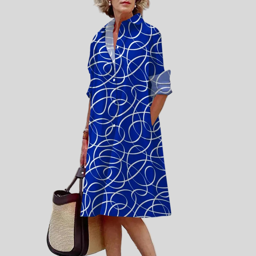 Solène - Robe Chemise Motif Artistique Élégant