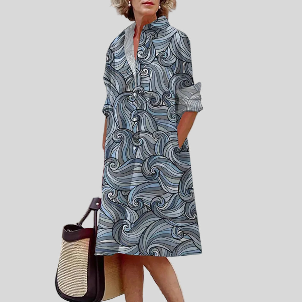 Solène - Robe Chemise Motif Artistique Élégant