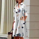 Vestido de manga comprida com estampa abstrata feminino, vestidos Midi para mulheres, festa elgant, moda outono