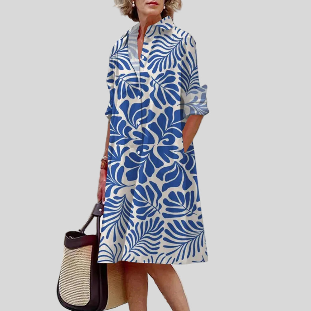 Solène - Robe Chemise Motif Artistique Élégant