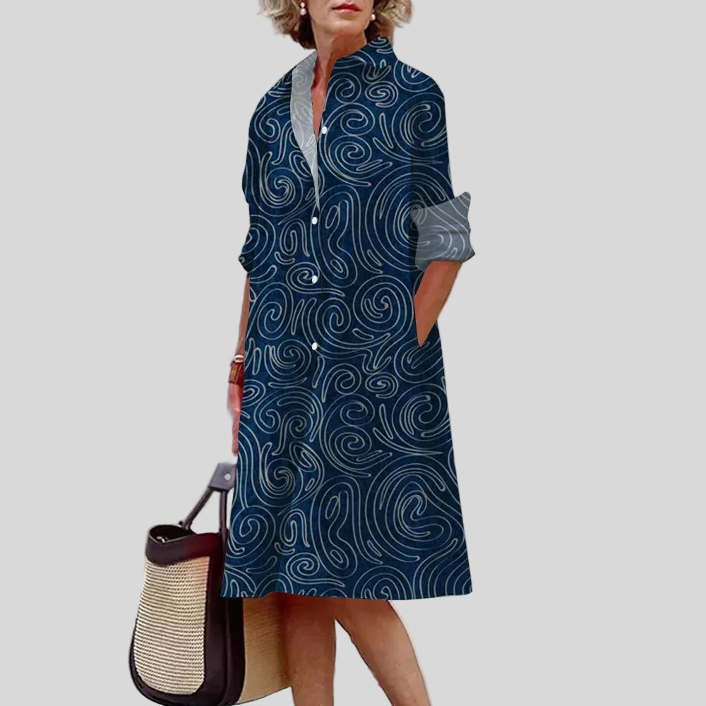 Solène - Robe Chemise Motif Artistique Élégant