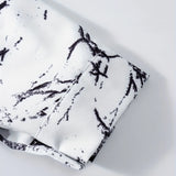 Vestido de Manga Longa com Estampa Abstrata em Preto e Branco para Mulheres, Estilo Casual de Verão para Férias