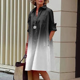 Novo Vestido Chemise Feminino 2026 Estilo Boêmio Manga Longa Estampado Sexy Boho com Bolsos Decote V Solto para Mulheres