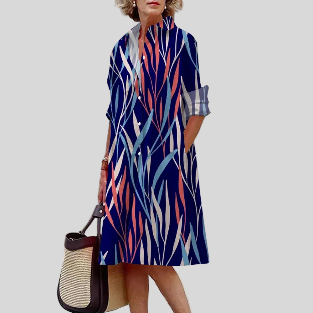Solène - Robe Chemise Motif Artistique Élégant