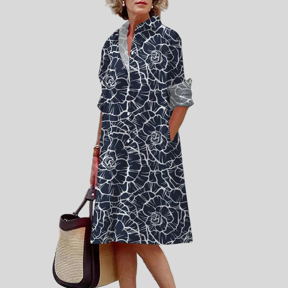 Solène - Robe Chemise Motif Artistique Élégant