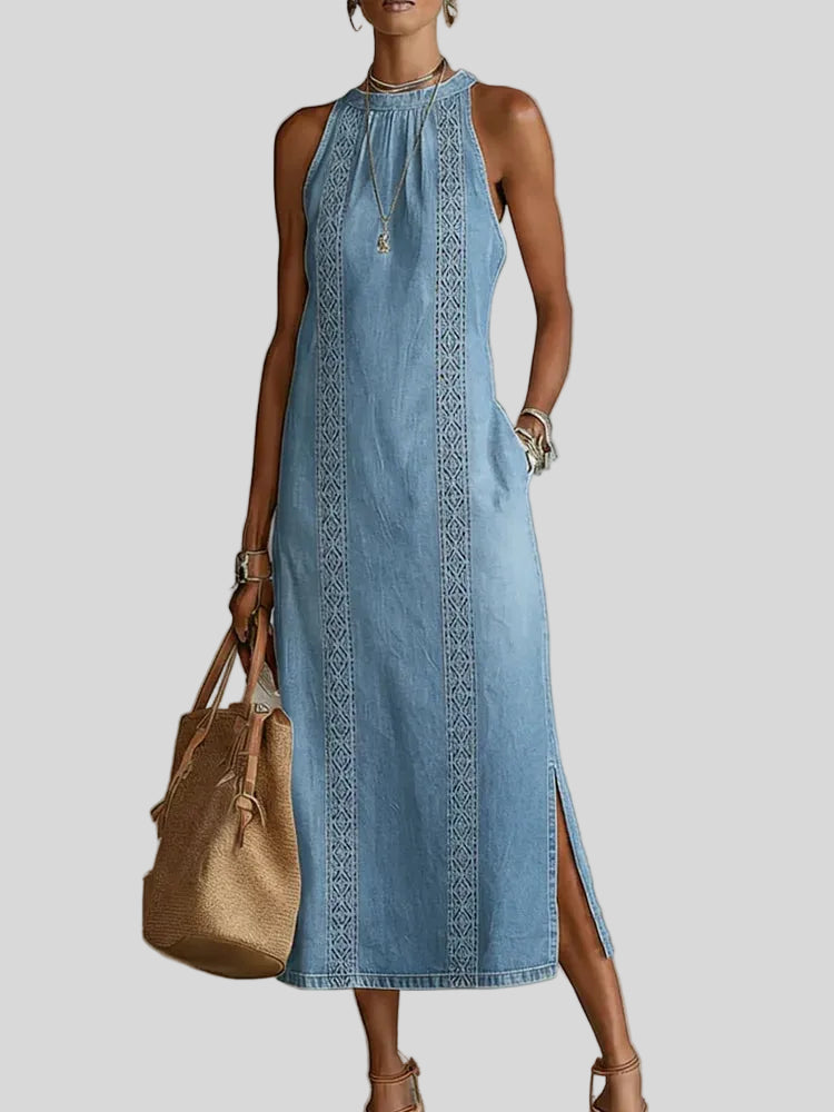 Julia - Robe en denim à dentelle rétro