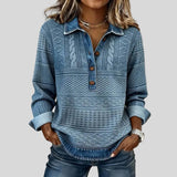 Amélie – Pull Denim Texturé Élégance Décontractée
