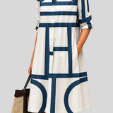 Camille - Robe Chemise Graphique Élégante