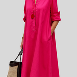 Chantal - Robe Chemise Fuchsia Élégante