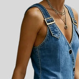 Vera - Robe longue en denim boutonnée
