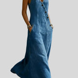 Vera - Robe longue en denim boutonnée