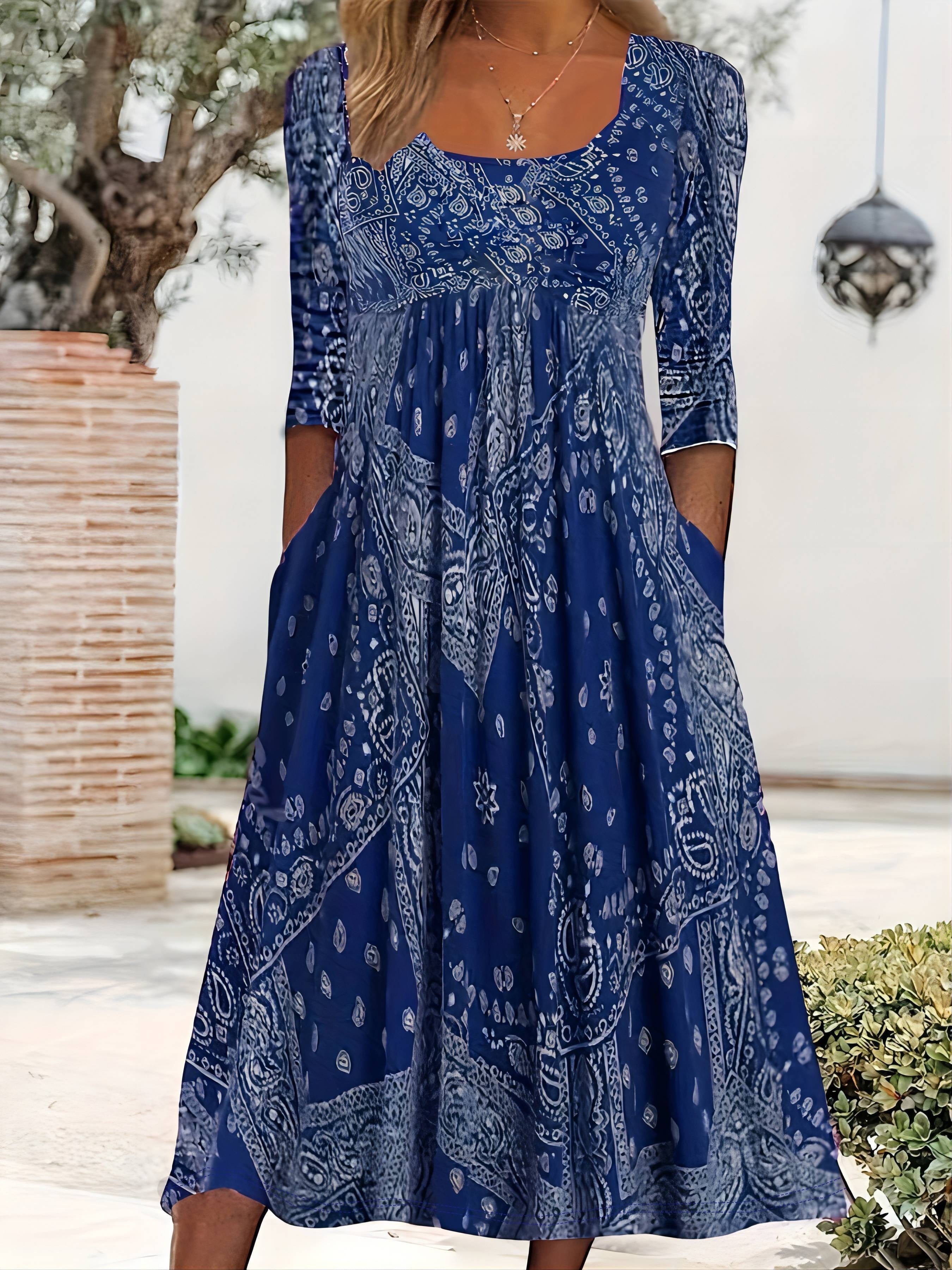 Elowen - Robe Midi À Manches Longues Casual