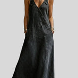 Vera - Robe longue en denim boutonnée