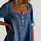 Avélia - Chemise denim col carré