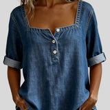 Avélia - Chemise denim col carré
