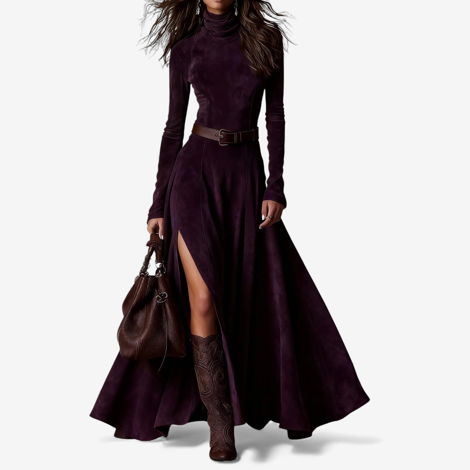 Élodie - Robe Longue Élégante Avec Ceinture Incluse