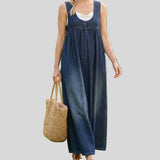 Karen - Robe maxi en denim lavé vintage