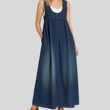 Karen - Robe maxi en denim lavé vintage