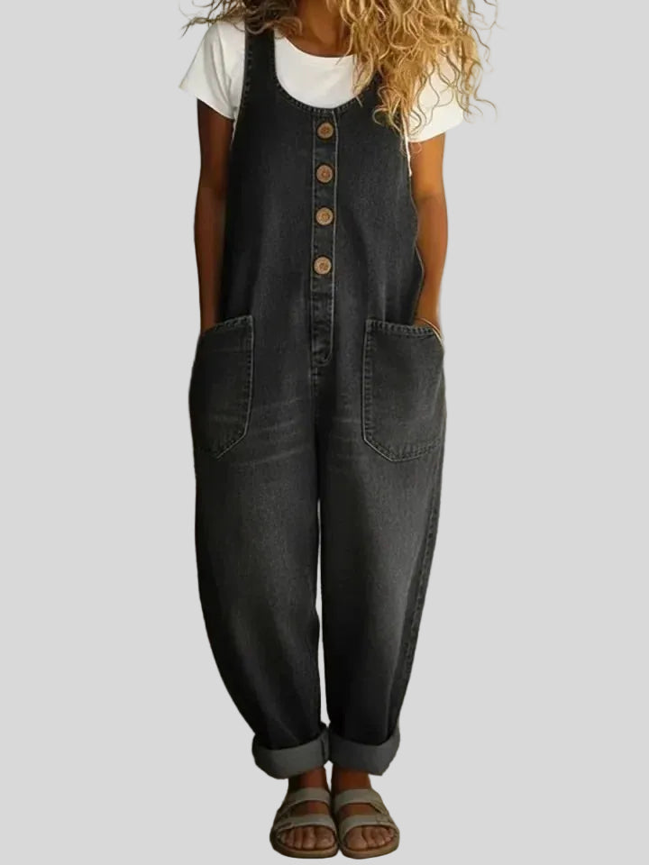 Ruth - Salopette en denim coton lavé vintage